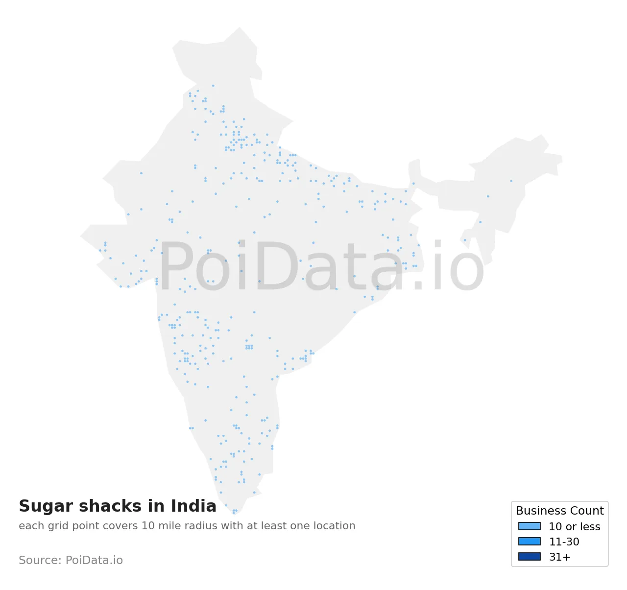Sugar shack density map for India