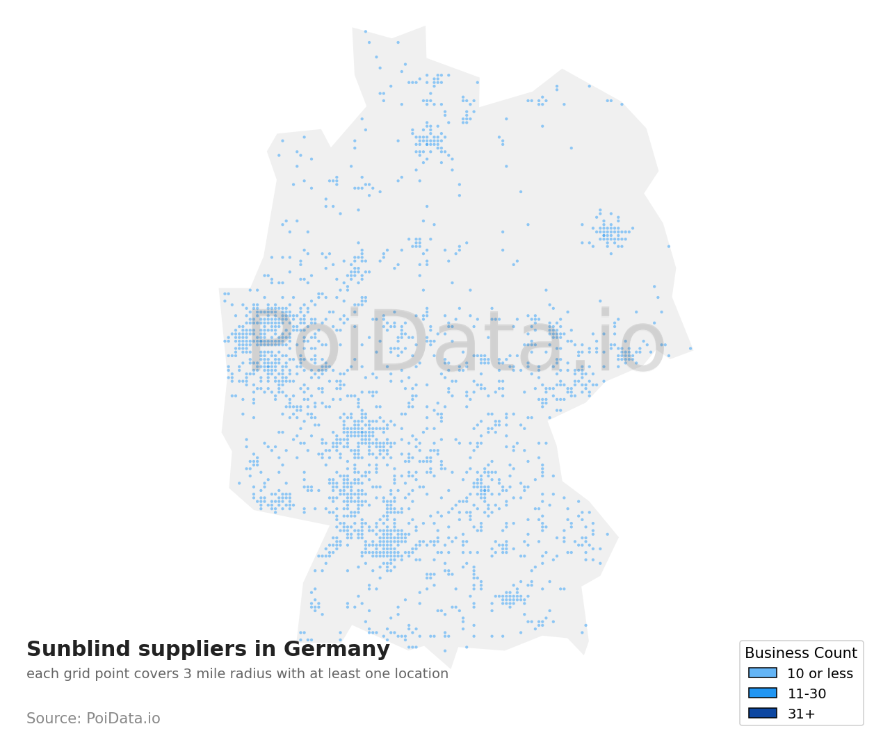 Sunblind supplier density map for Germany