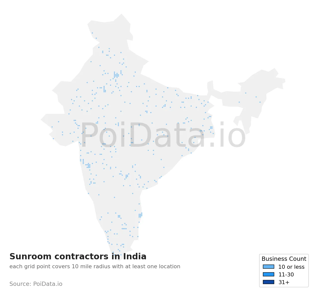 Sunroom contractor density map for India