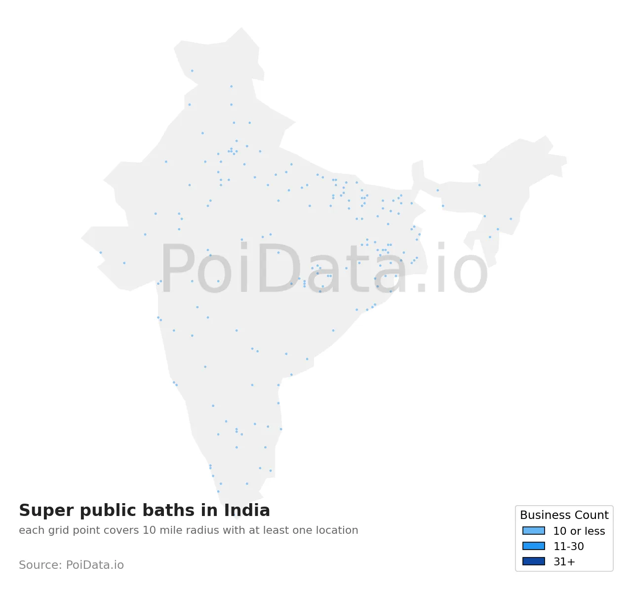 Super public bath density map for India