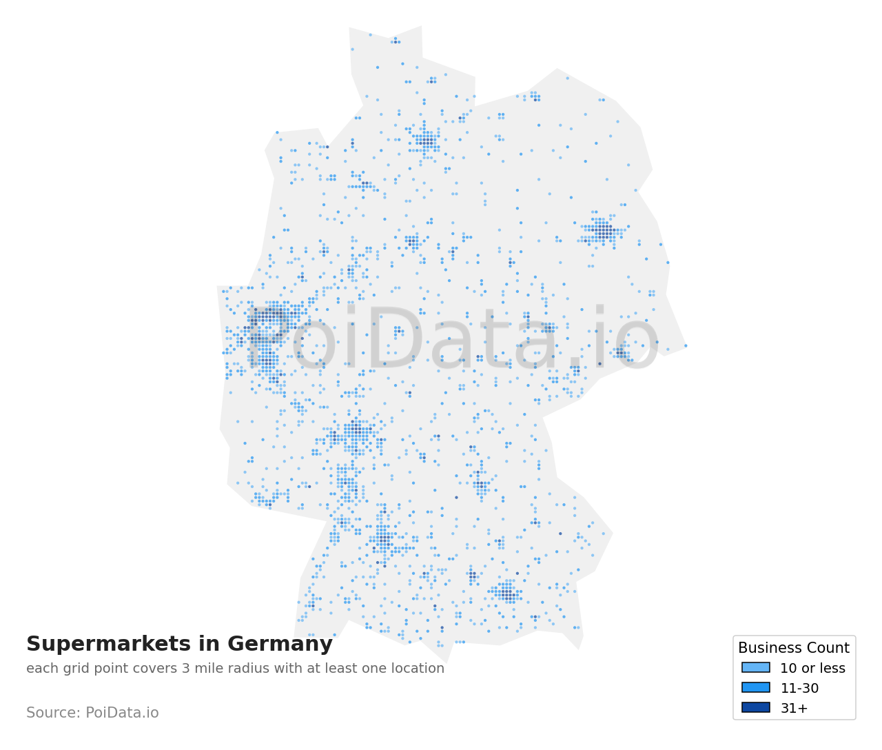 Supermarket density map for Germany