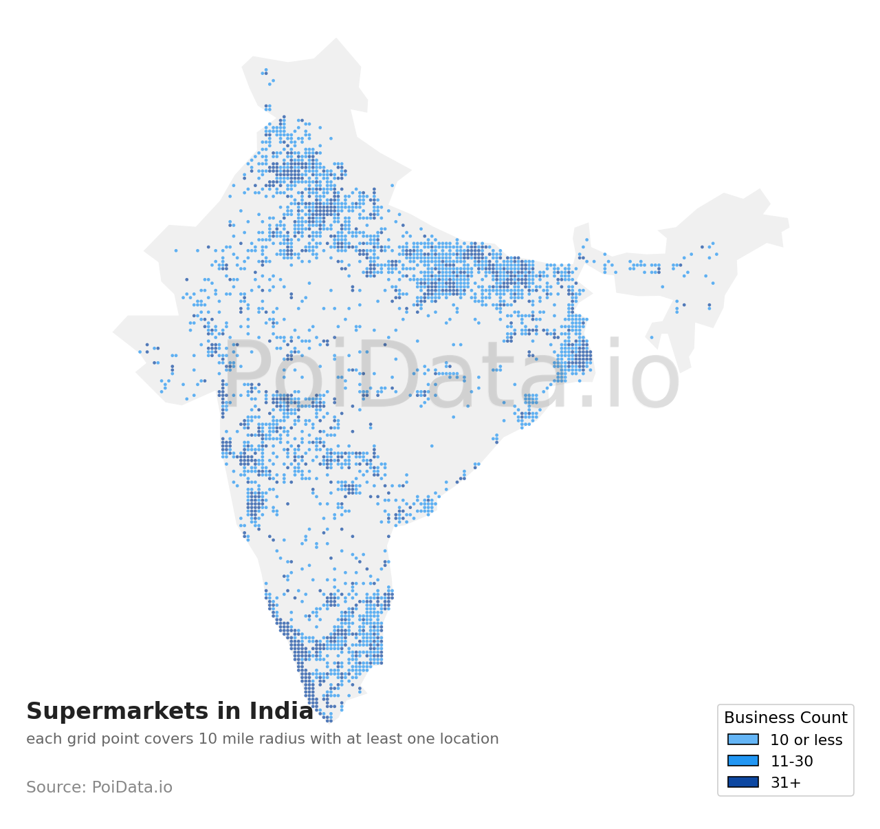 Supermarket density map for India