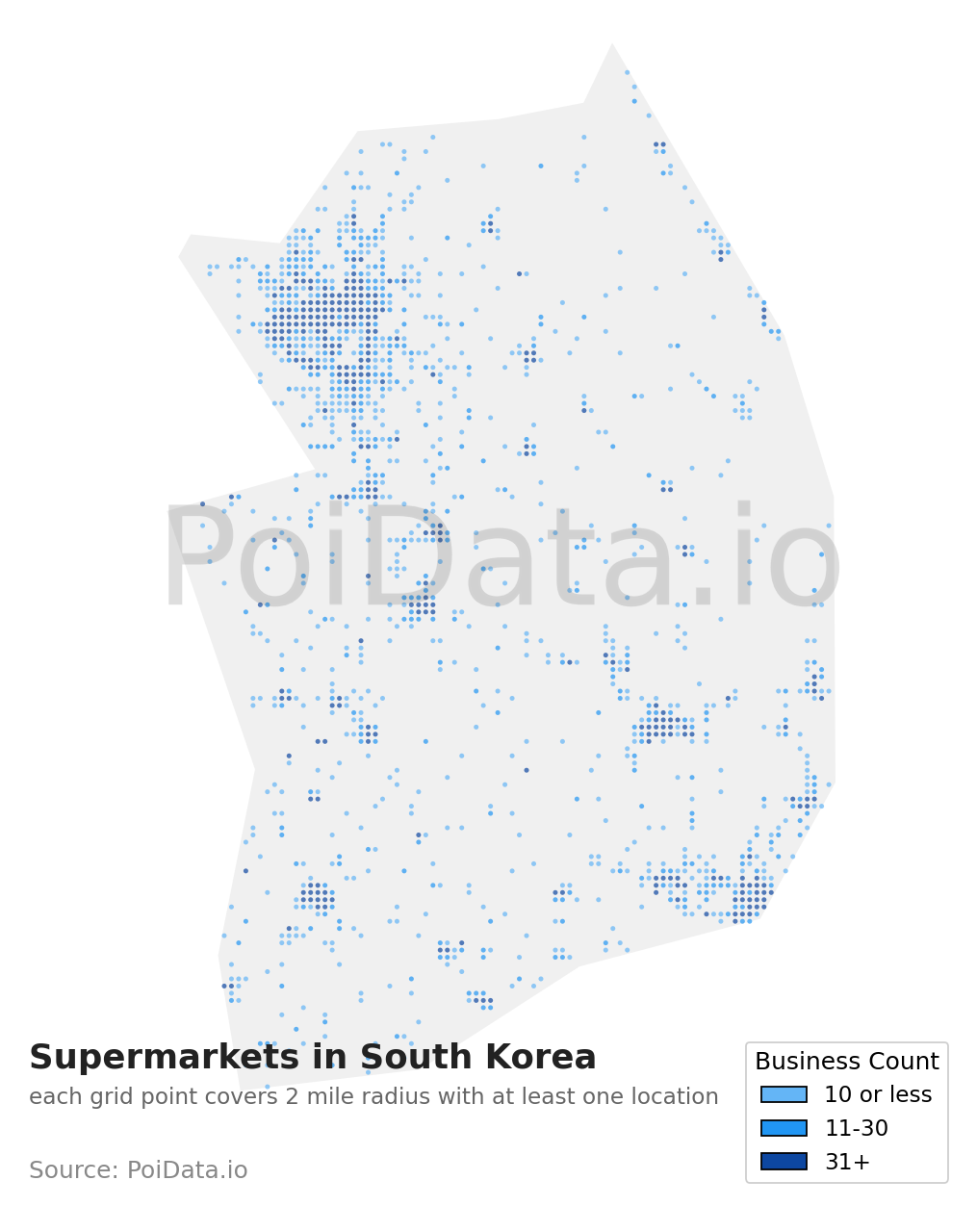 Supermarket density map for South Korea
