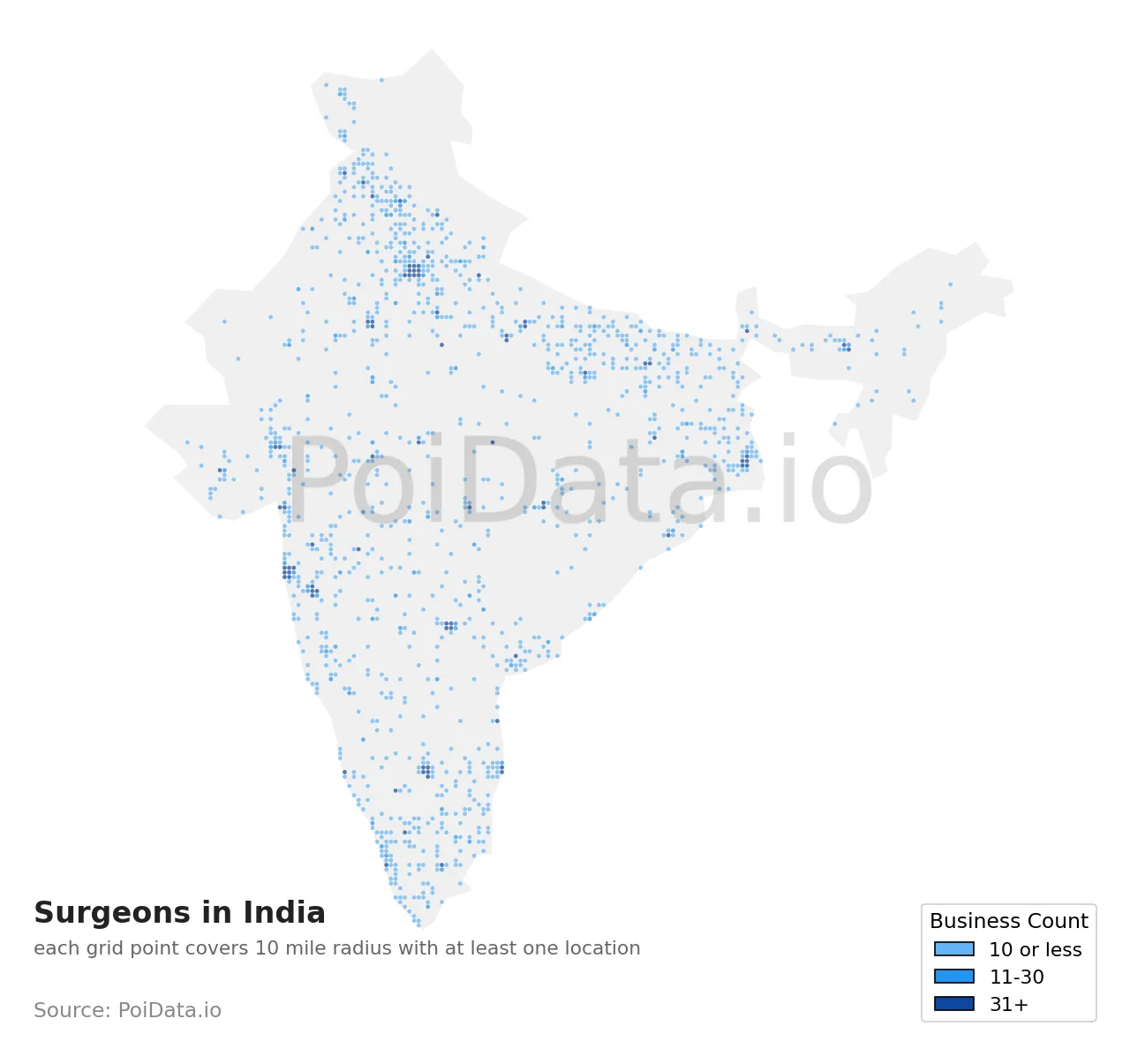 Surgeon density map for India