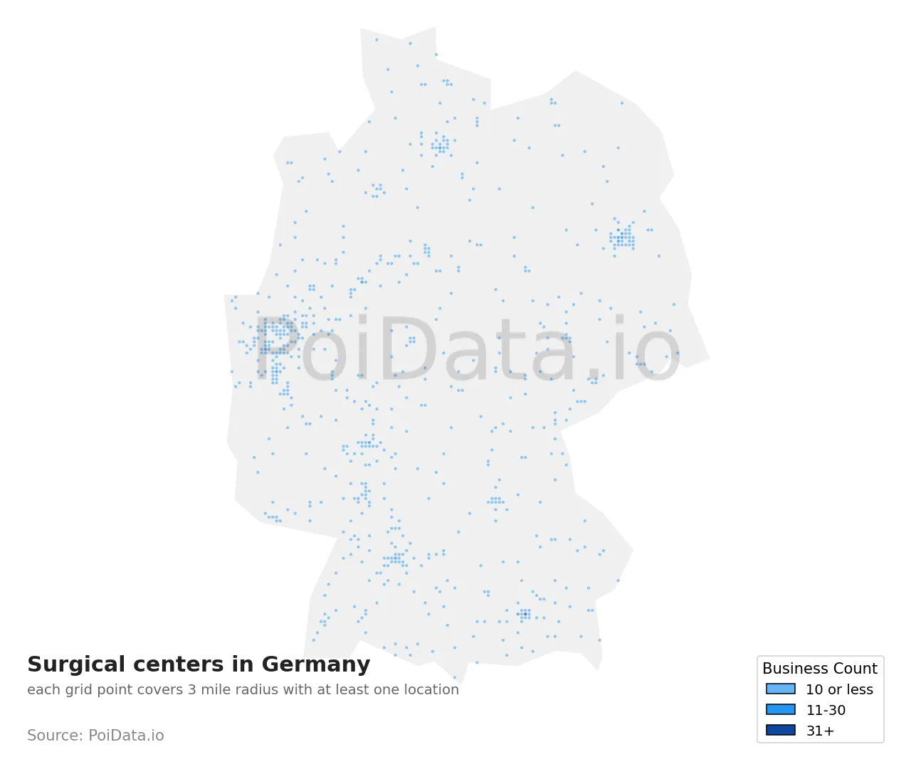 Surgical center density map for Germany