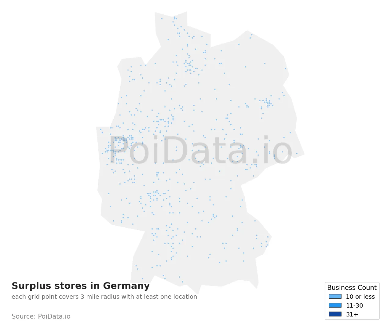 Surplus store density map for Germany