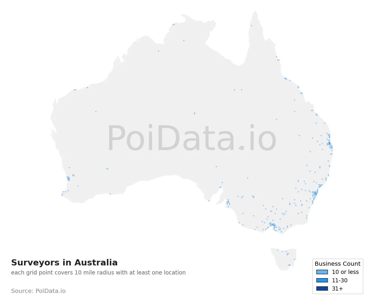 Surveyor density map for Australia
