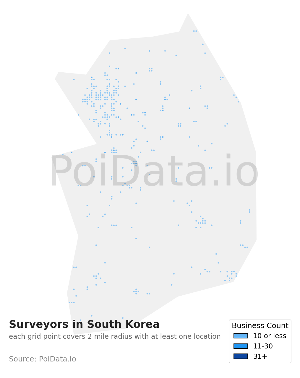 Surveyor density map for South Korea