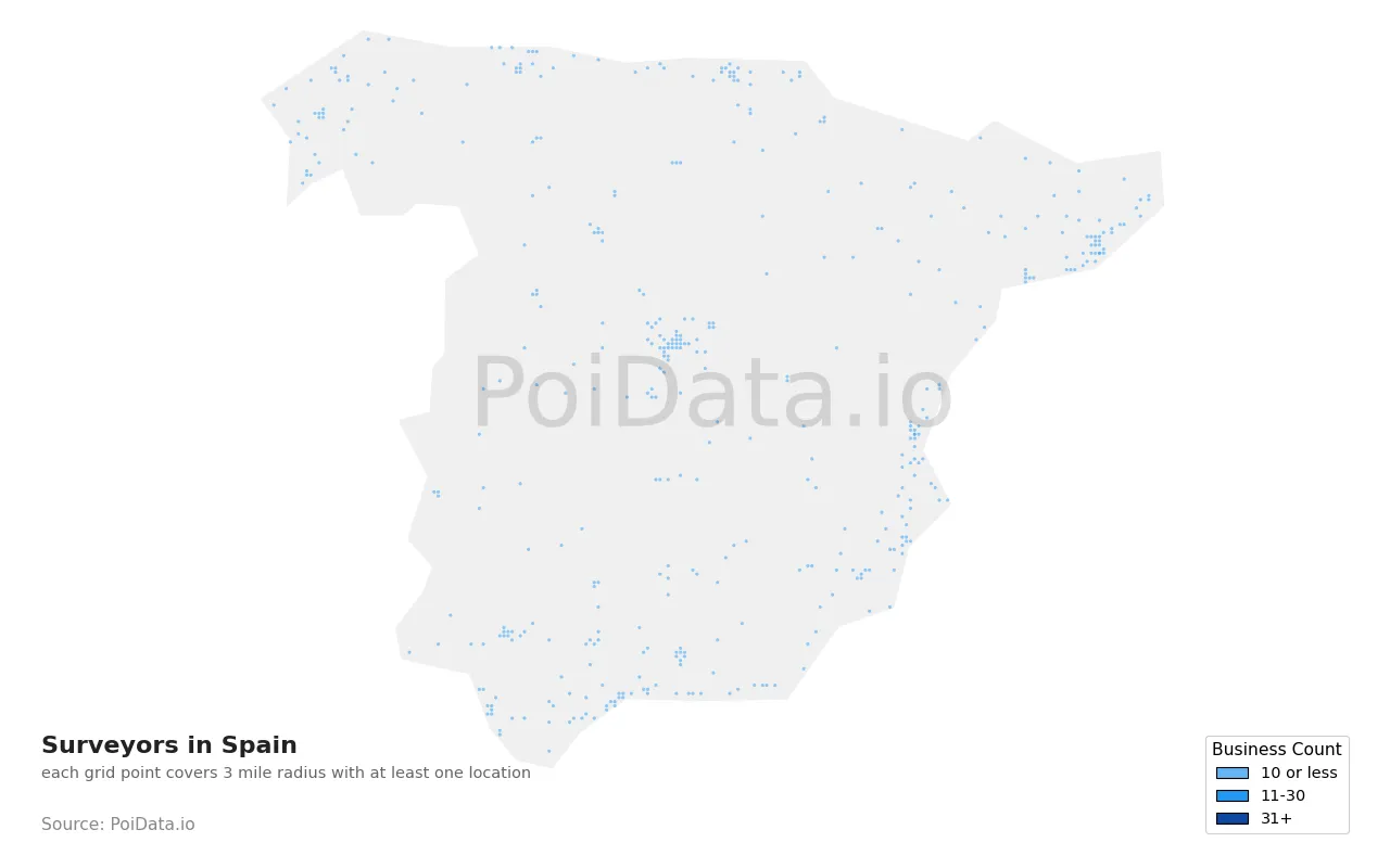 Surveyor density map for Spain