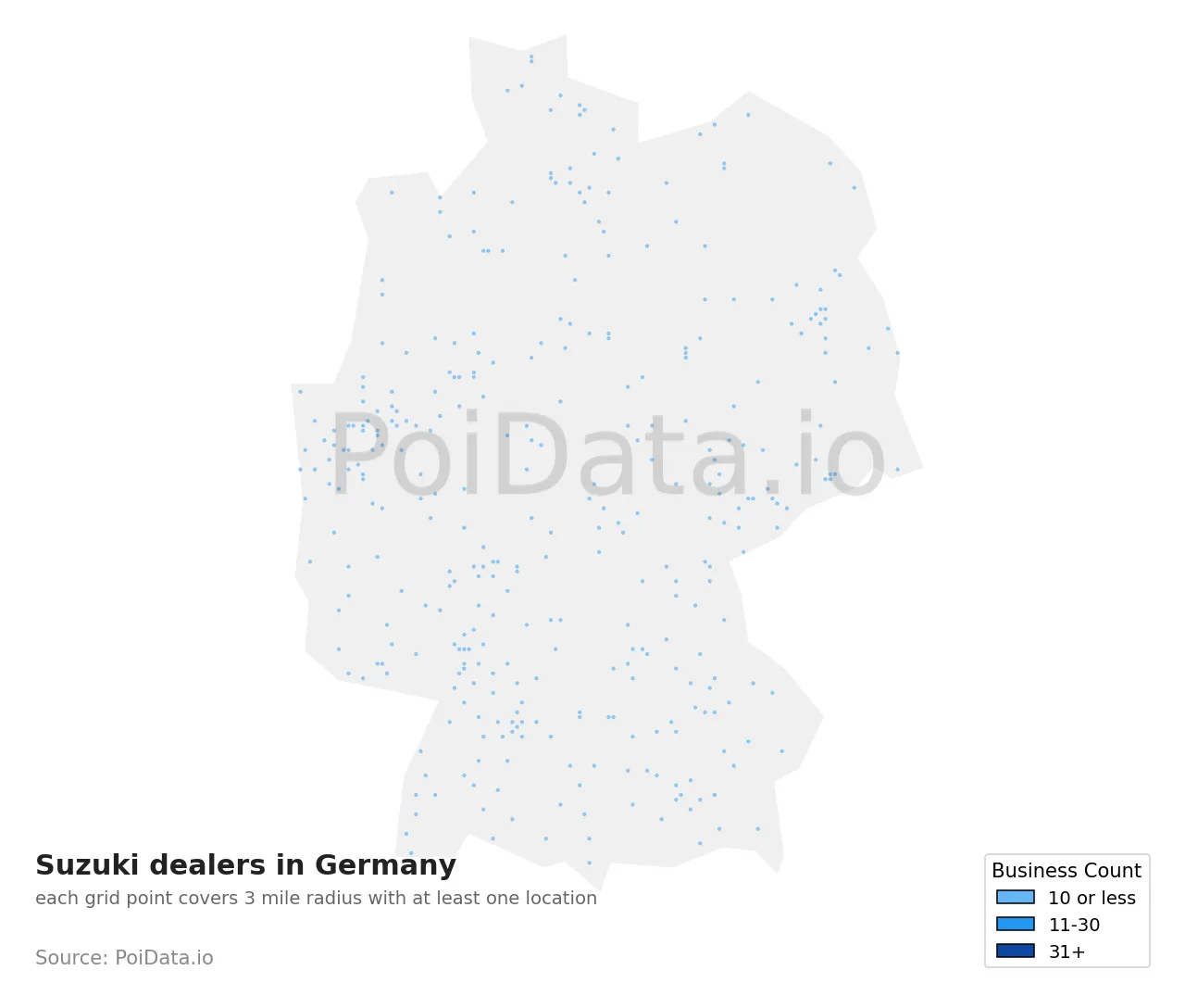 Suzuki dealer density map for Germany