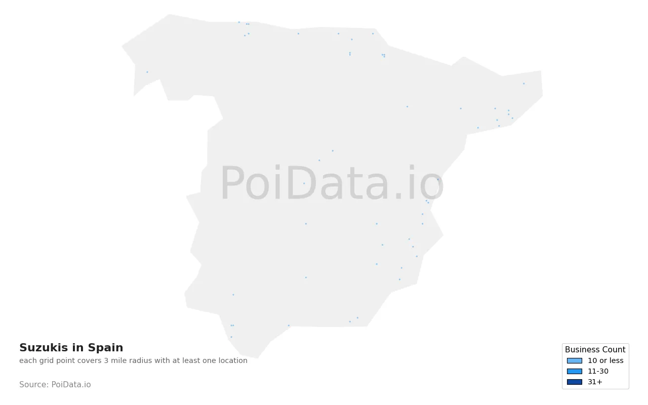 Suzuki density map for Spain