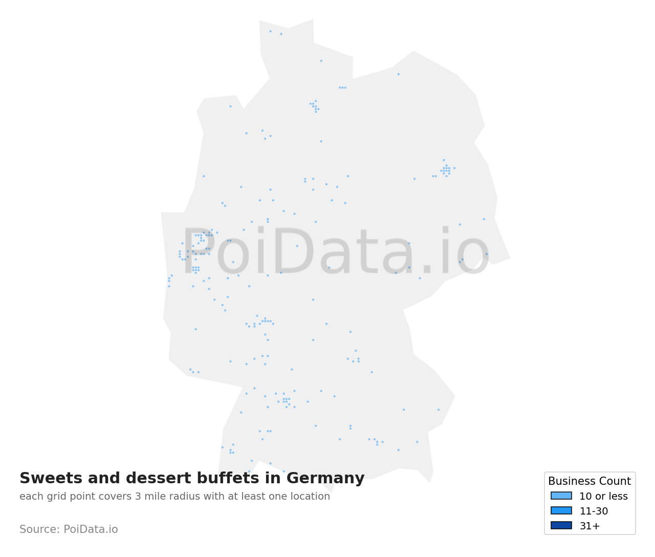 Sweets and dessert buffet density map for Germany