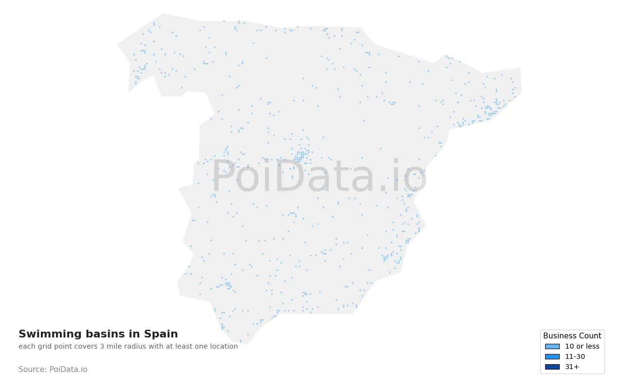 Swimming basin density map for Spain