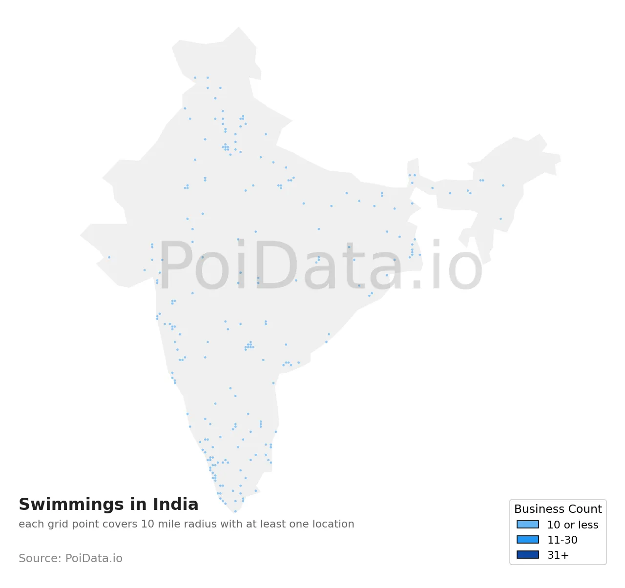 Swimming density map for India