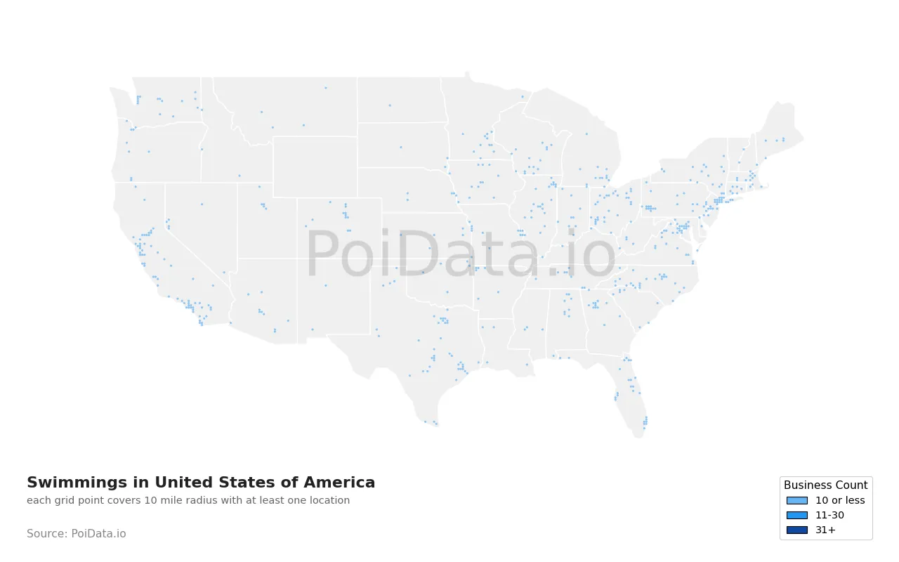 Swimming density map for United States