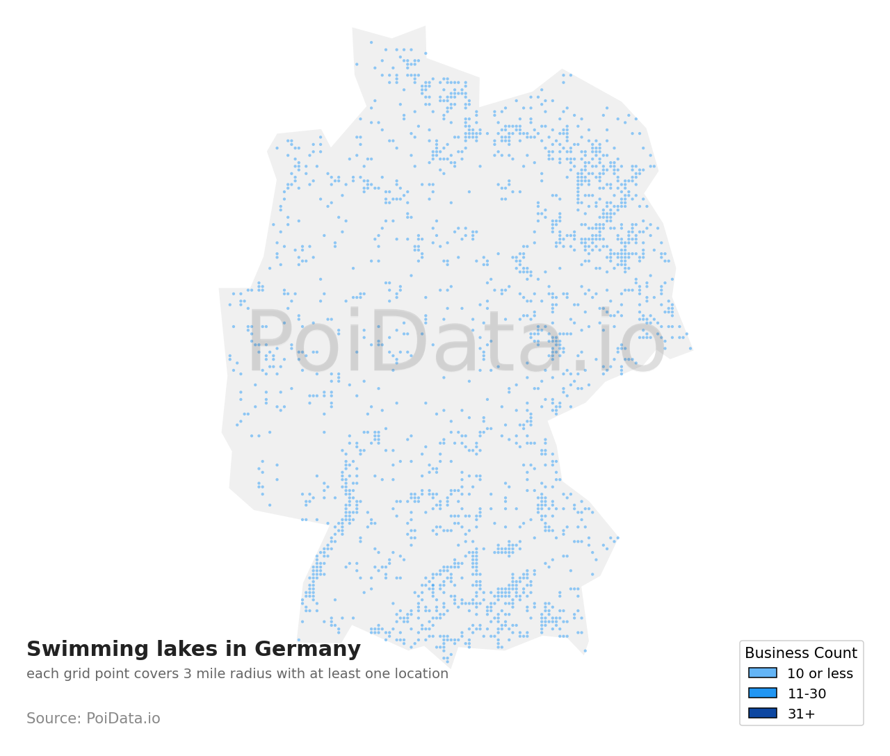 Swimming lake density map for Germany