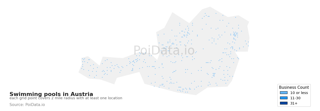 Swimming pool density map for Austria