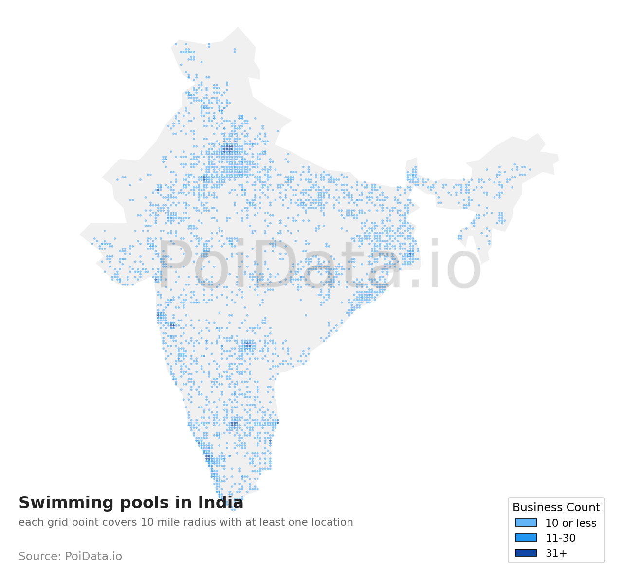 Swimming pool density map for India