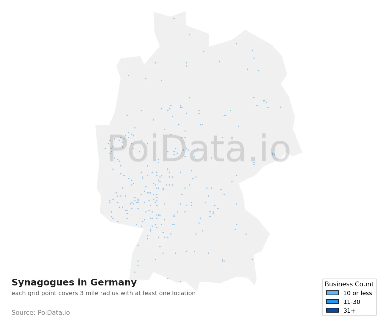Synagogue density map for Germany