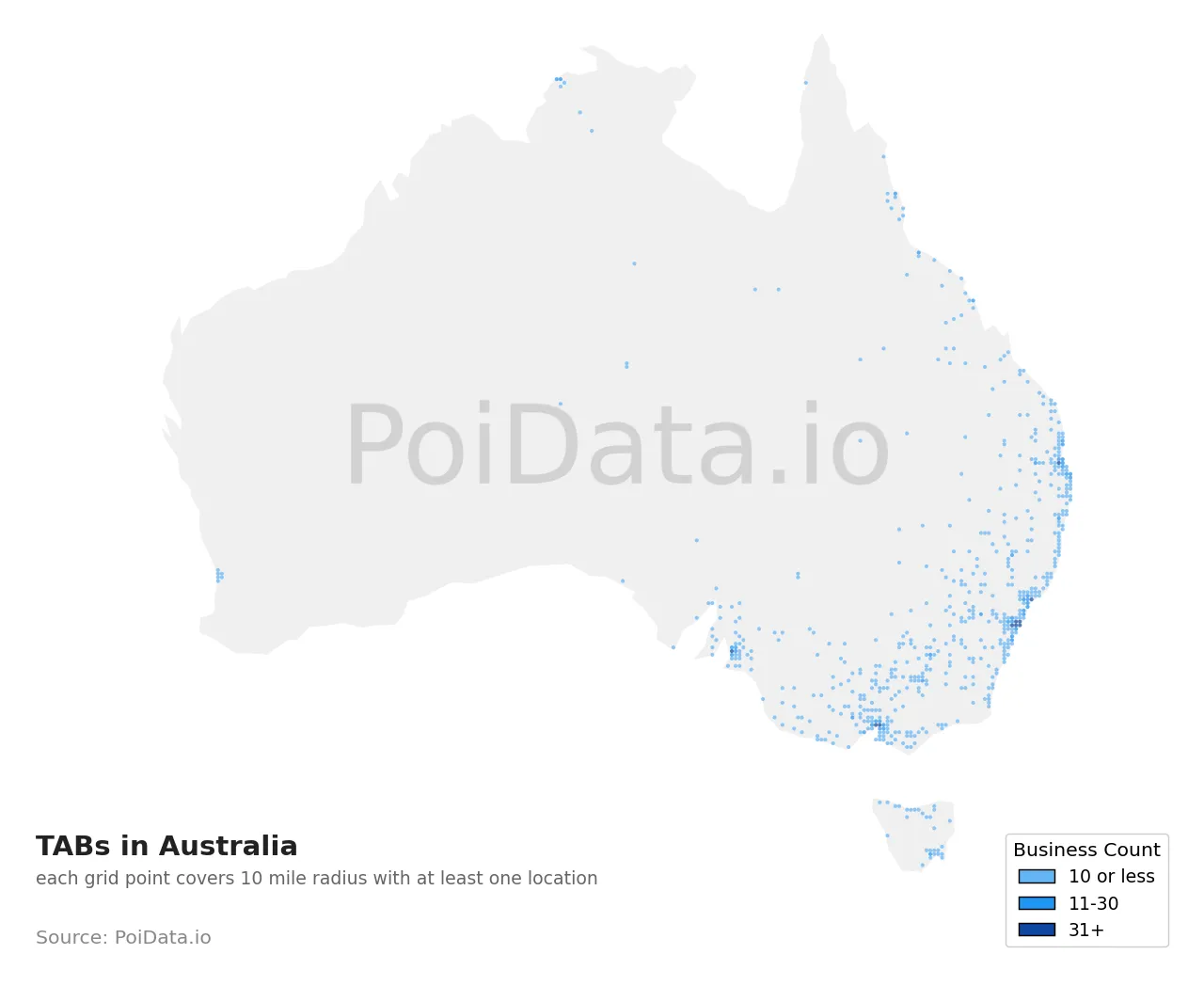 TAB density map for Australia