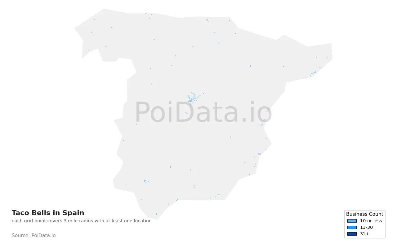 Taco Bell density map for Spain