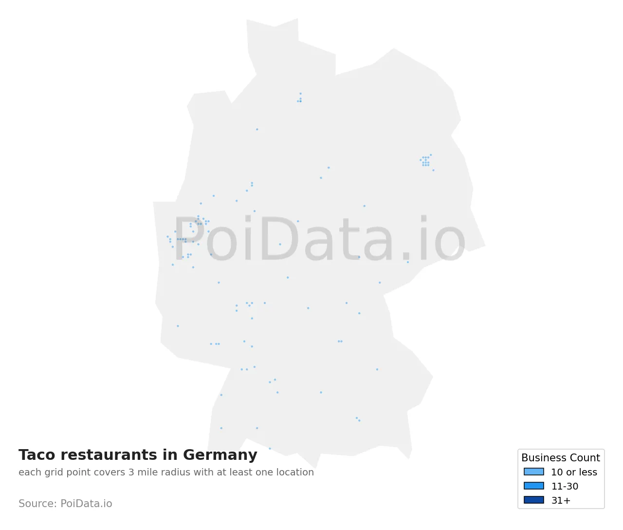 Taco restaurant density map for Germany
