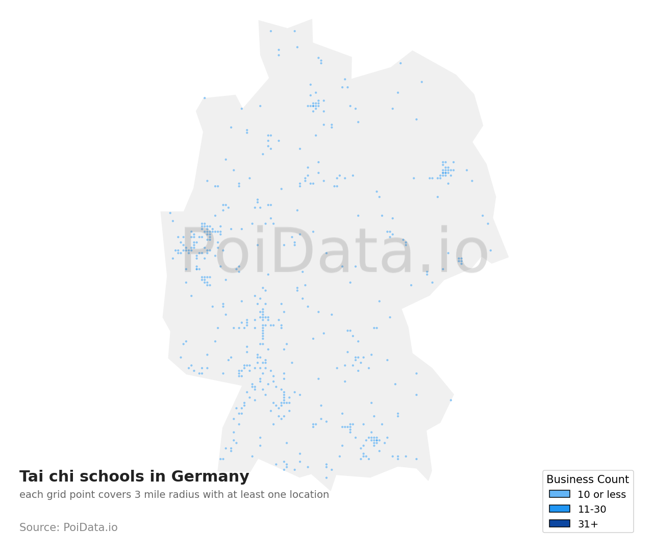 Tai chi school density map for Germany