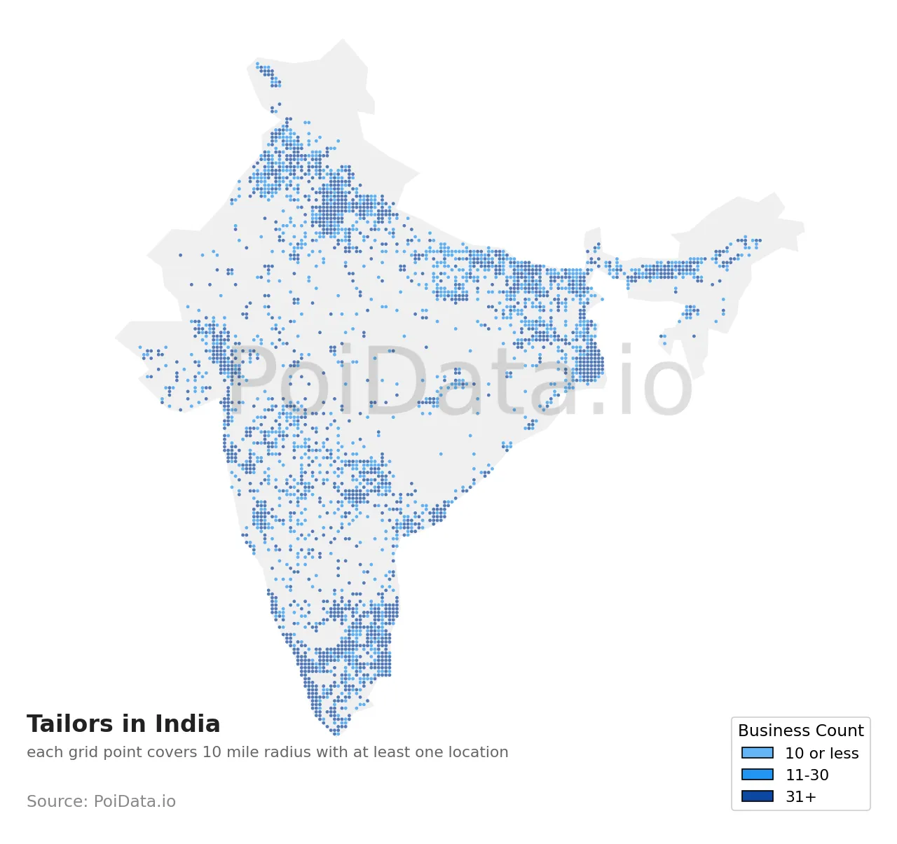 Tailor density map for India
