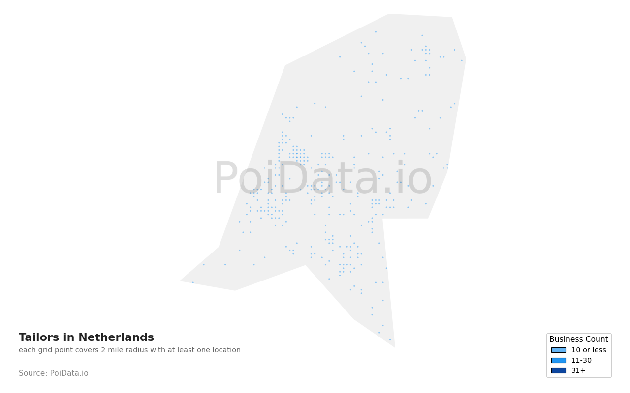 Tailor density map for Netherlands