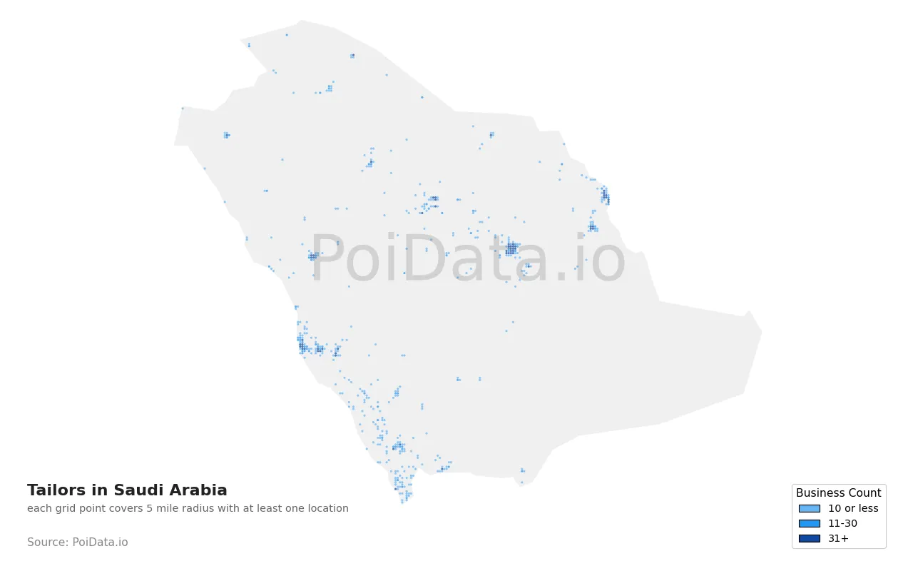 Tailor density map for Saudi Arabia