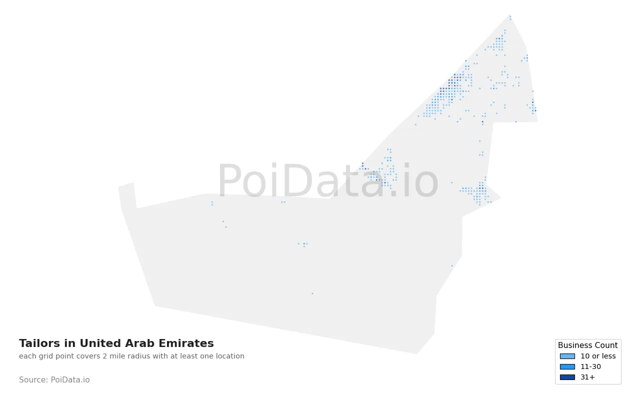 Tailor density map for United Arab Emirates