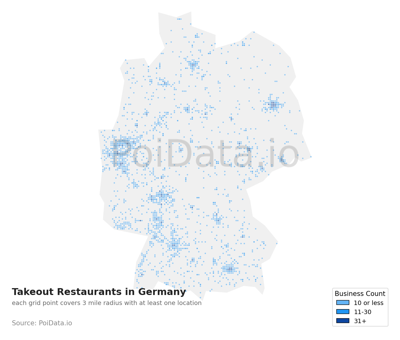 Takeout Restaurant density map for Germany