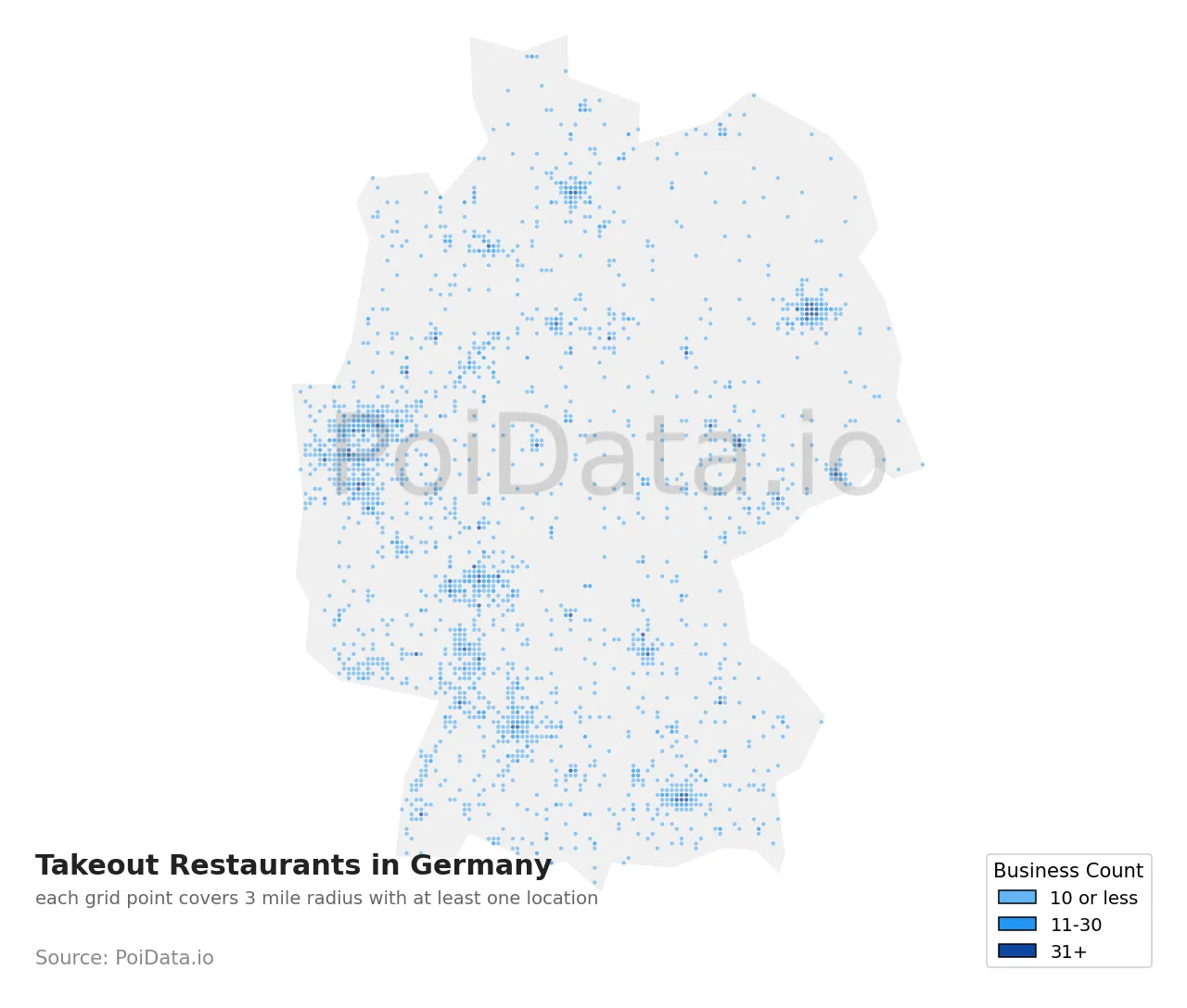 Takeout Restaurant density map for Germany