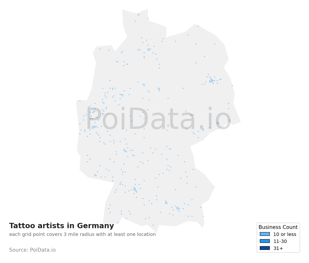 Tattoo artist density map for Germany