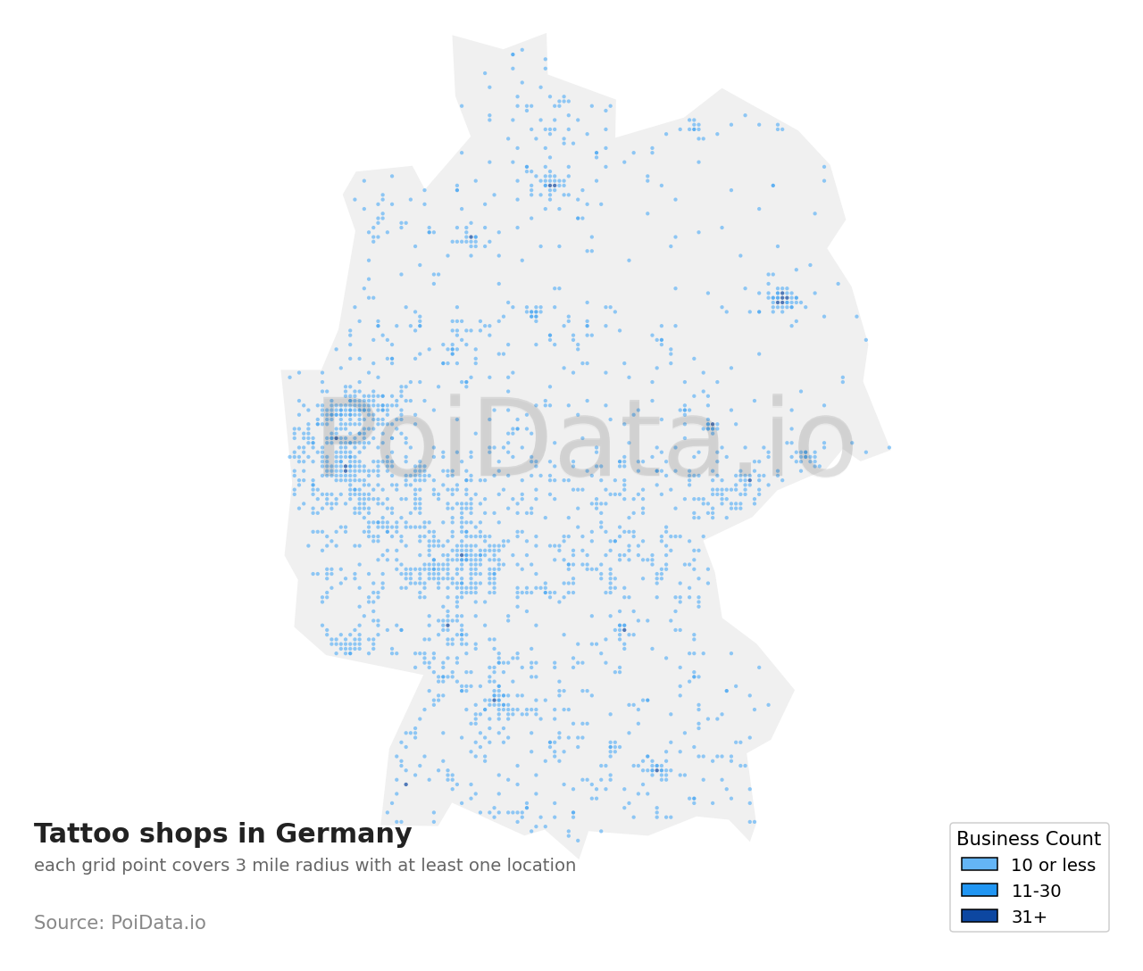 Tattoo shop density map for Germany