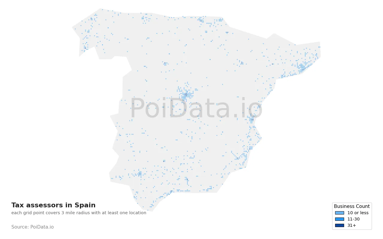 Tax assessor density map for Spain