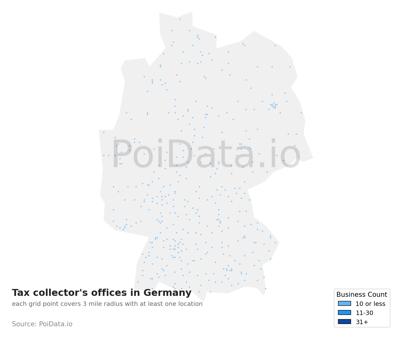 Tax collector's office density map for Germany