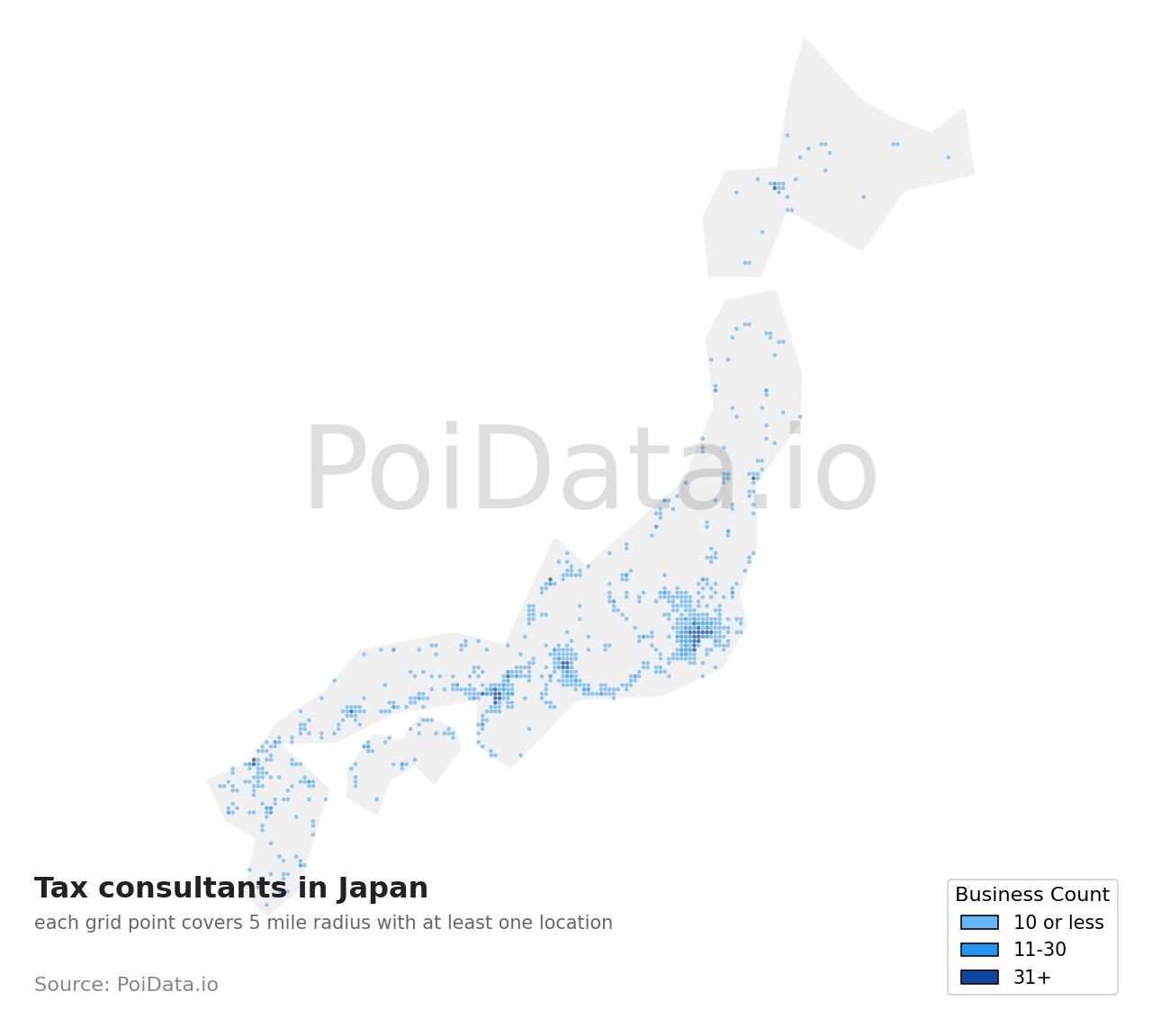 Tax consultant density map for Japan