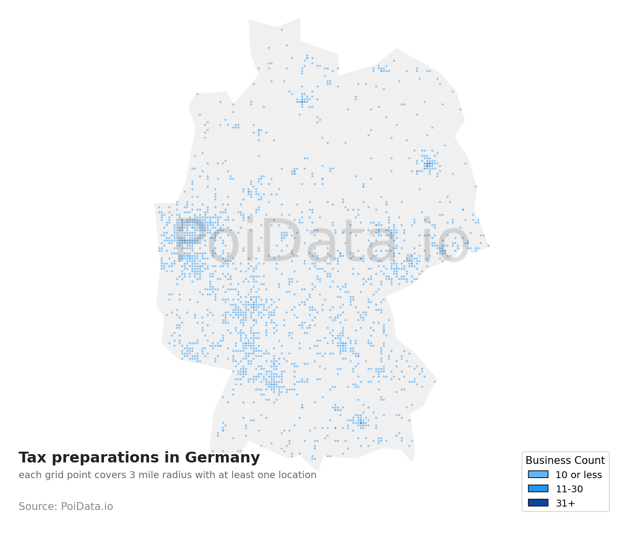 Tax preparation density map for Germany