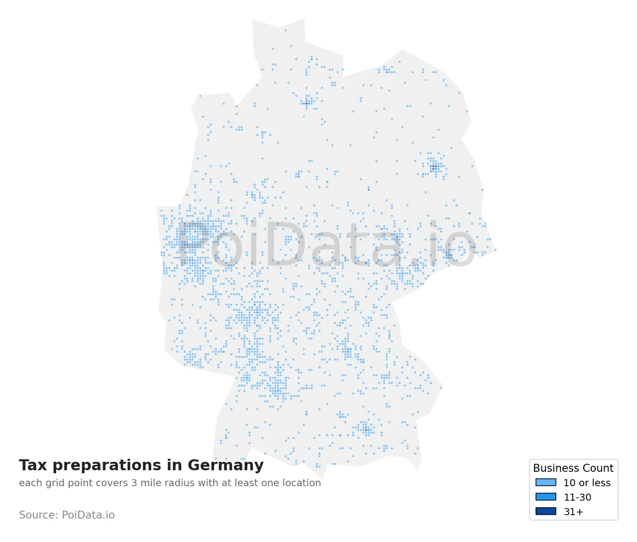 Tax preparation density map for Germany