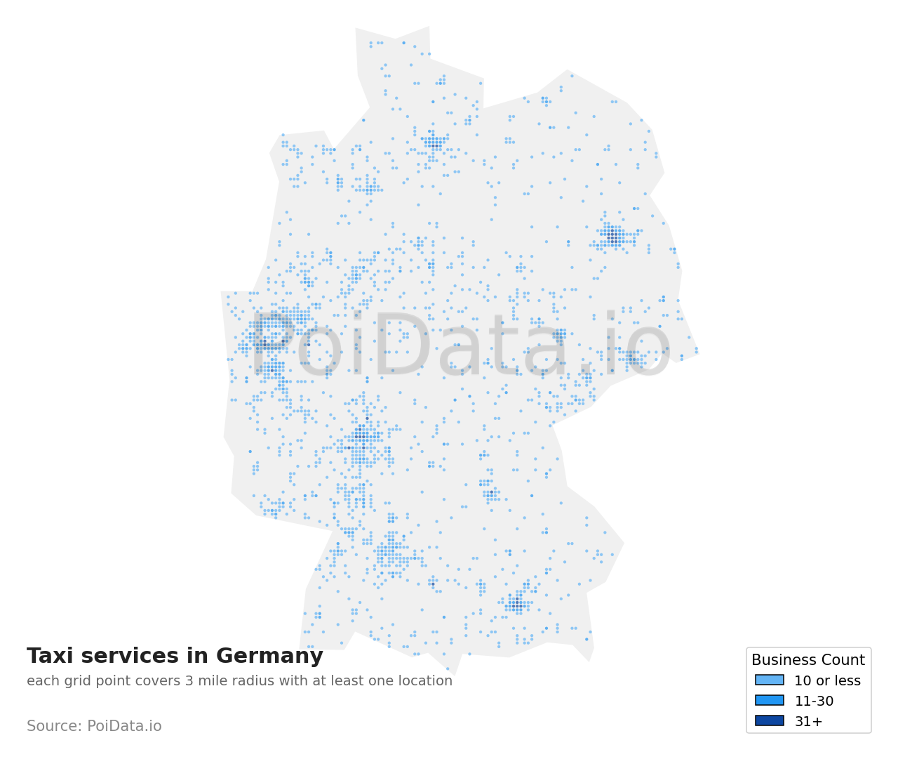 Taxi service density map for Germany