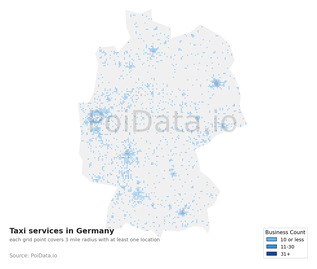 Taxi service density map for Germany