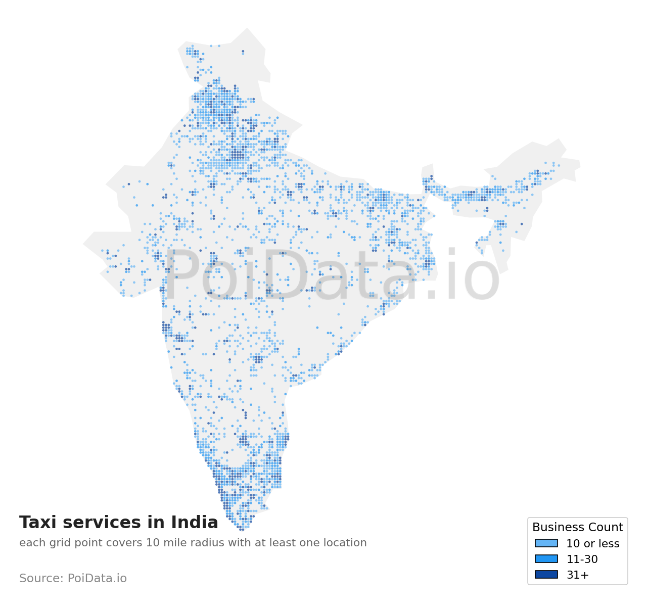 Taxi service density map for India