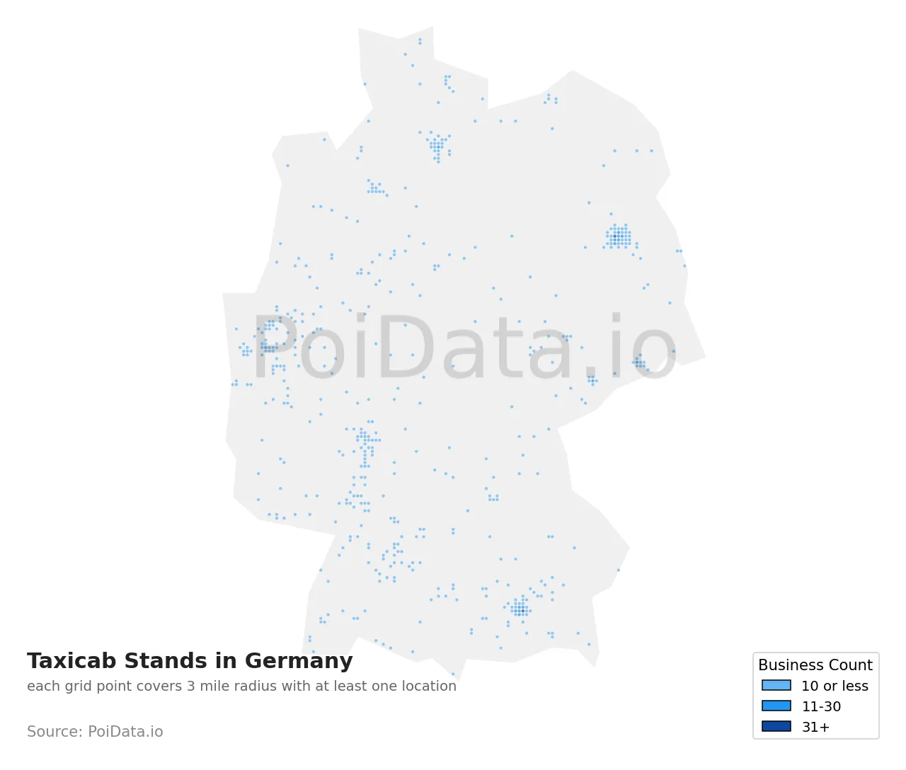 Taxicab Stand density map for Germany