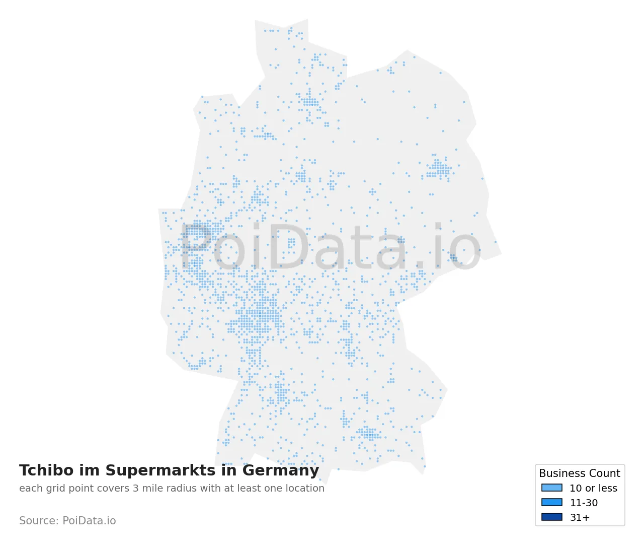 Tchibo im Supermarkt density map for Germany