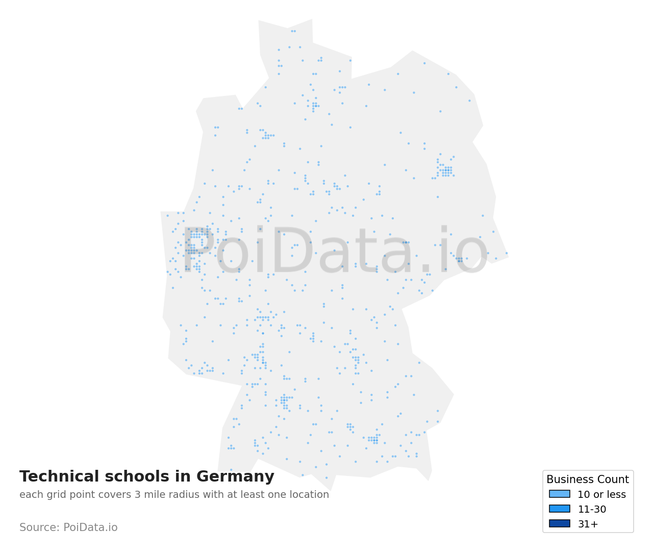 Technical school density map for Germany