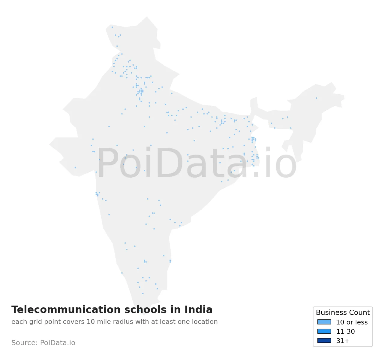 Telecommunication school density map for India