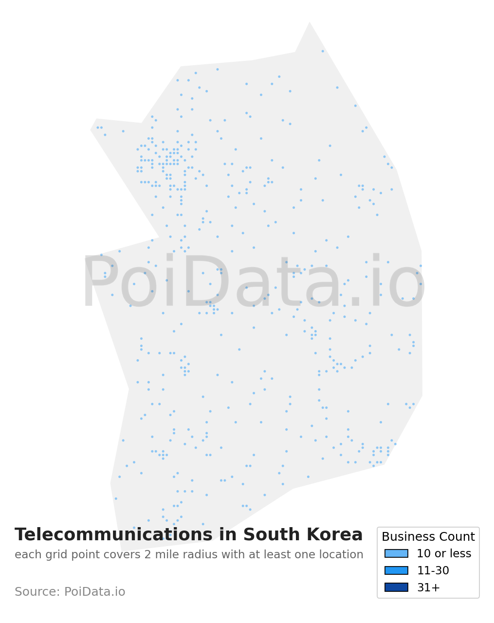 Telecommunications density map for South Korea