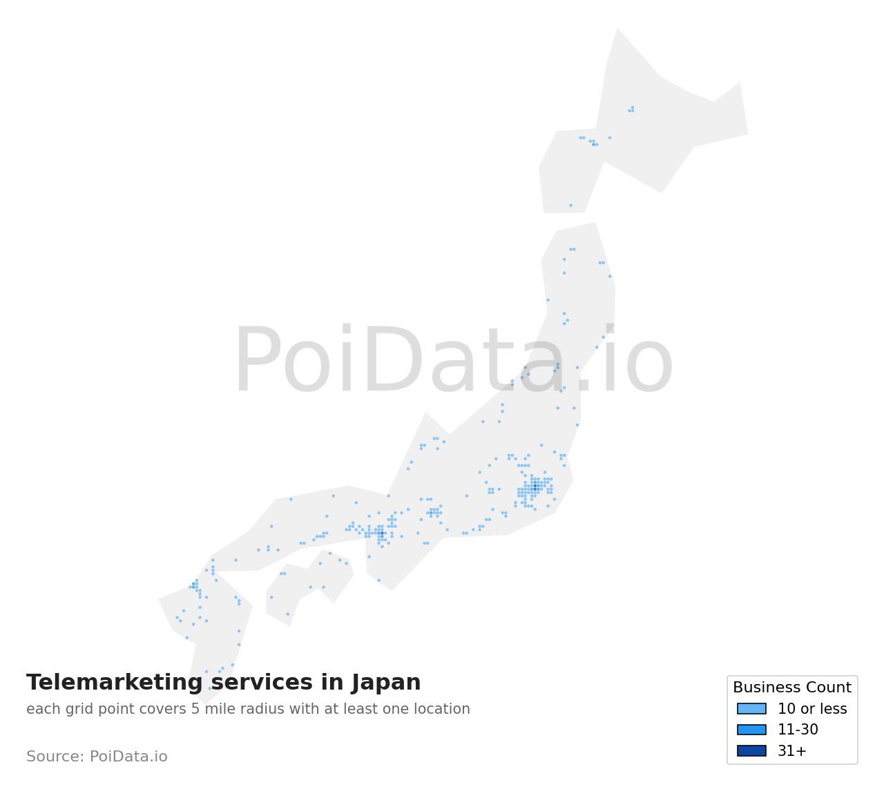 Telemarketing service density map for Aichi, Japan