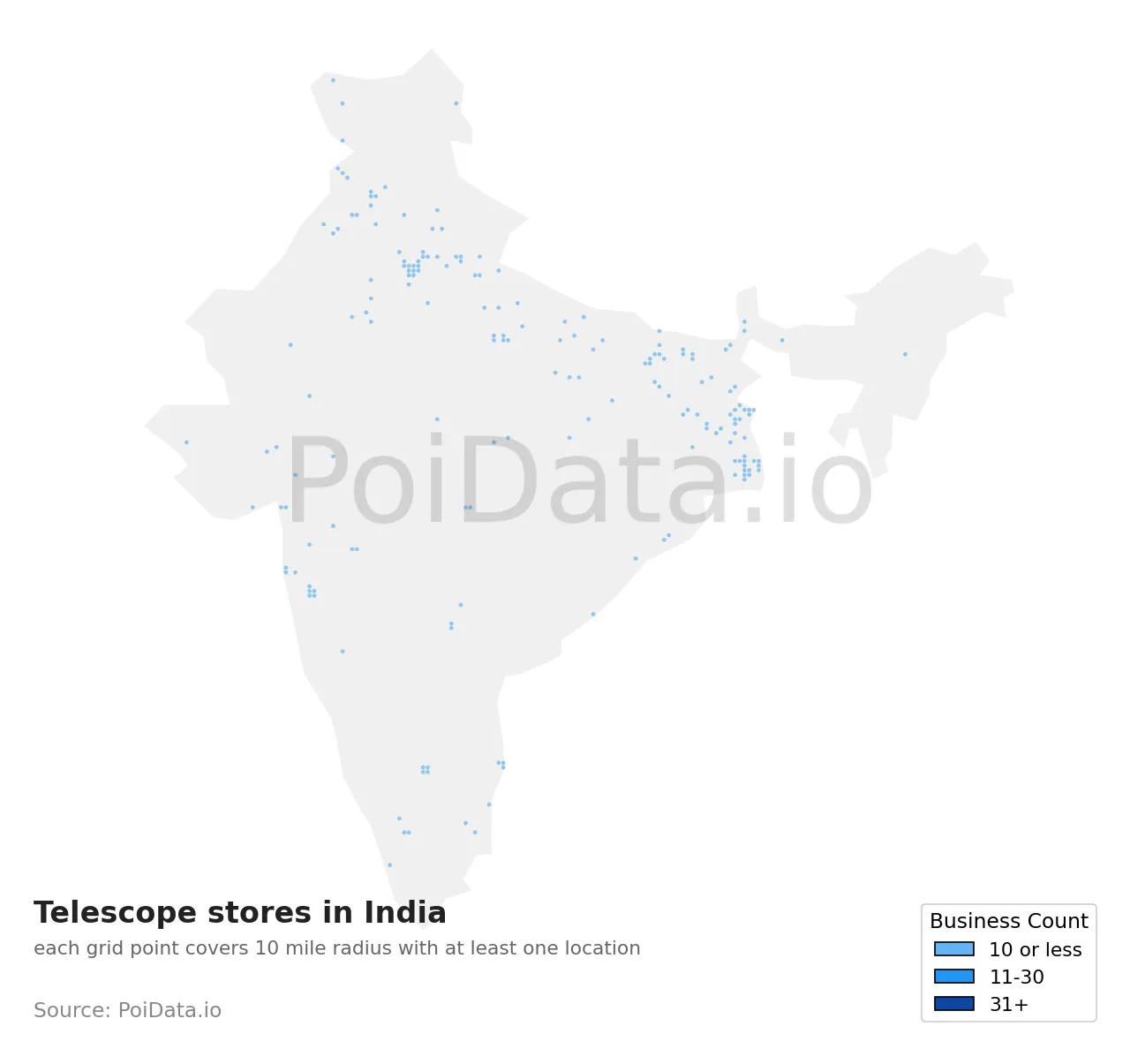 Telescope store density map for India